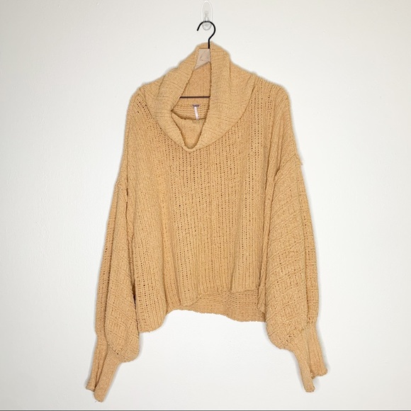 NWT Free People Be Yours Cowl Neck Camel Pullover - Picture 3 of 11